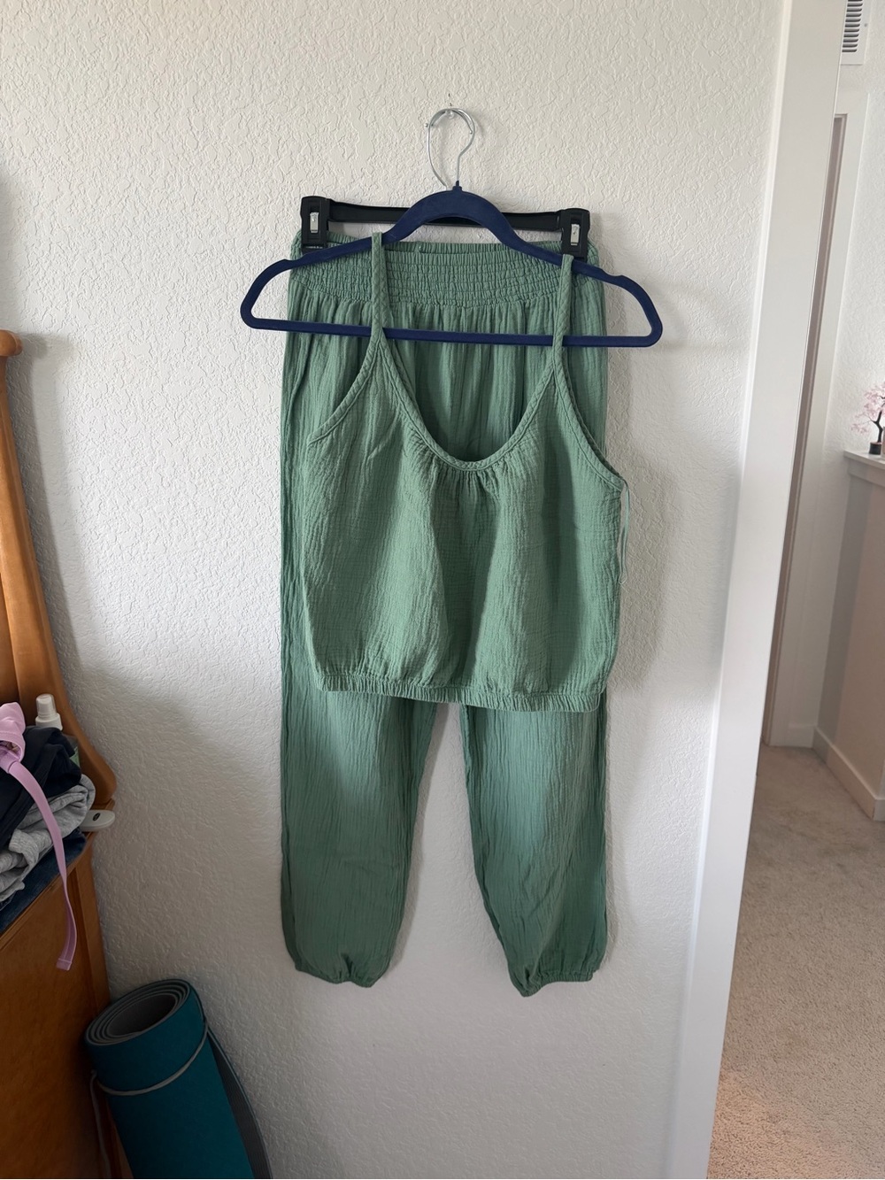 bobi Sage Green Tank Top & Elastic Waist Joggers Set